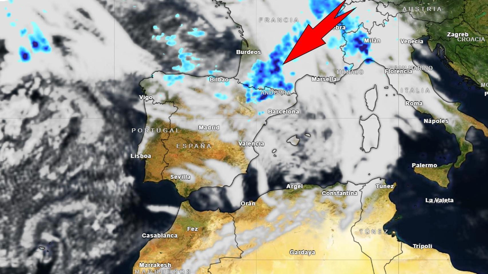 La entrada de la dana en España. Meteored.