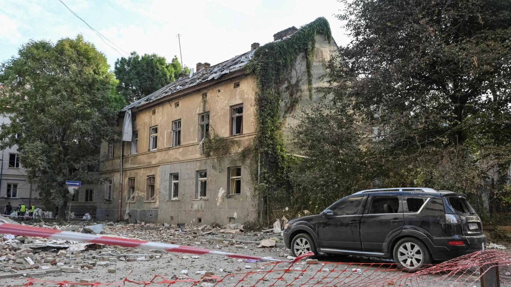 Una casa de Lviv, en el oeste de Ucrania, dañada por el último ataque ruso.