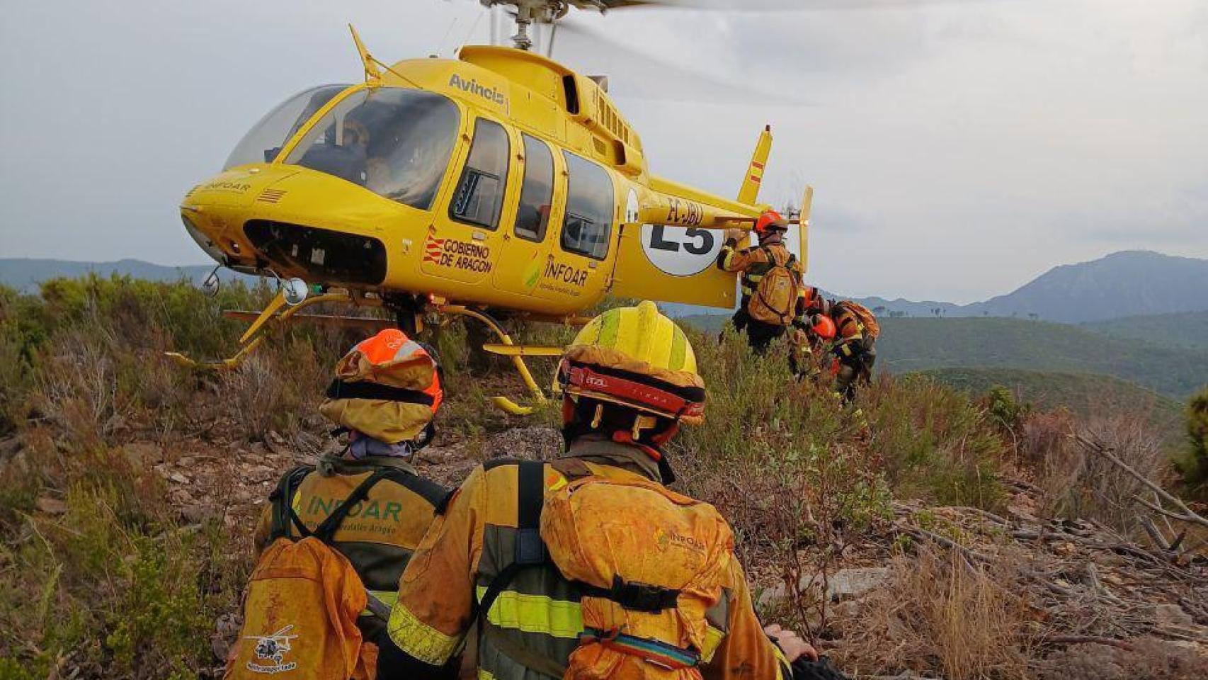 Los efectivos de Aragón, en la extinción de los incendios que asolan España.