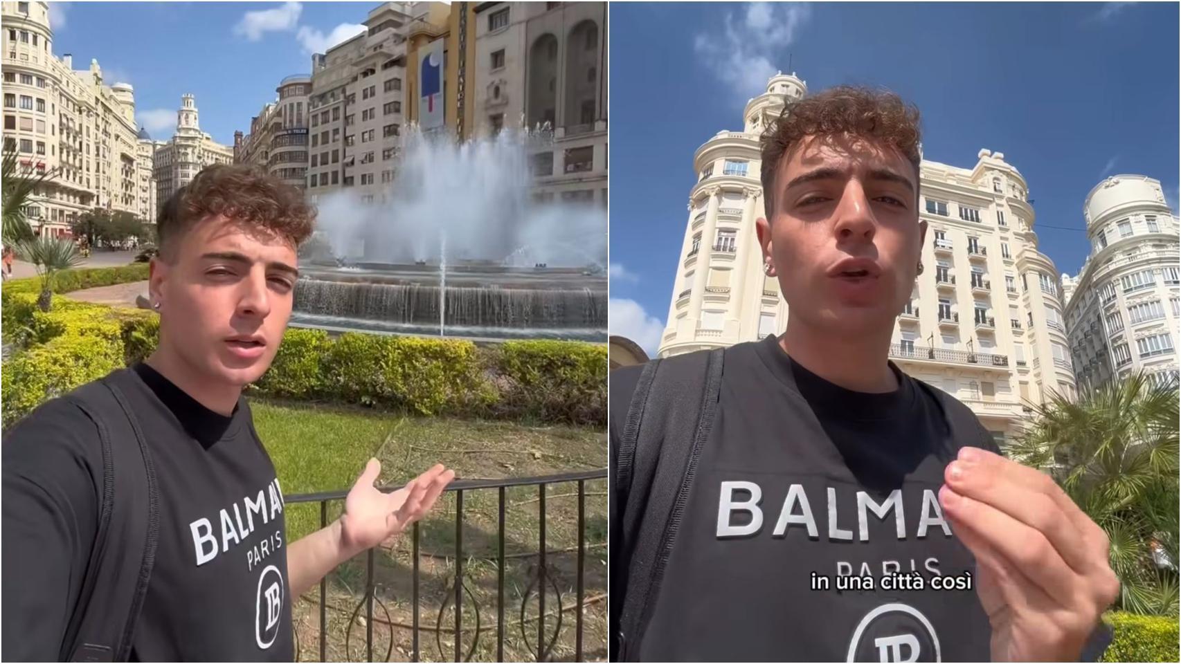 Nicolò Battista, en un vídeo en redes sociales mientras pasea por Valencia. EE