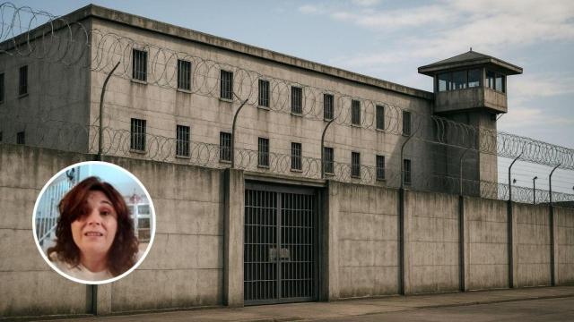 Montaje con una cárcel y Herminia Salas, funcionaria de prisiones.