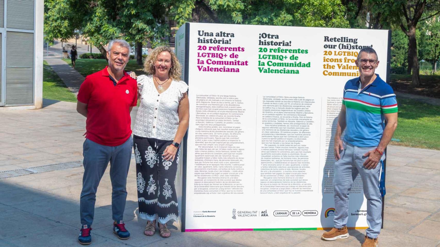 Jesús Carrobles, Angela Zaragozí y Santos Torres, en la presentación del Benidorm Pride este jueves.