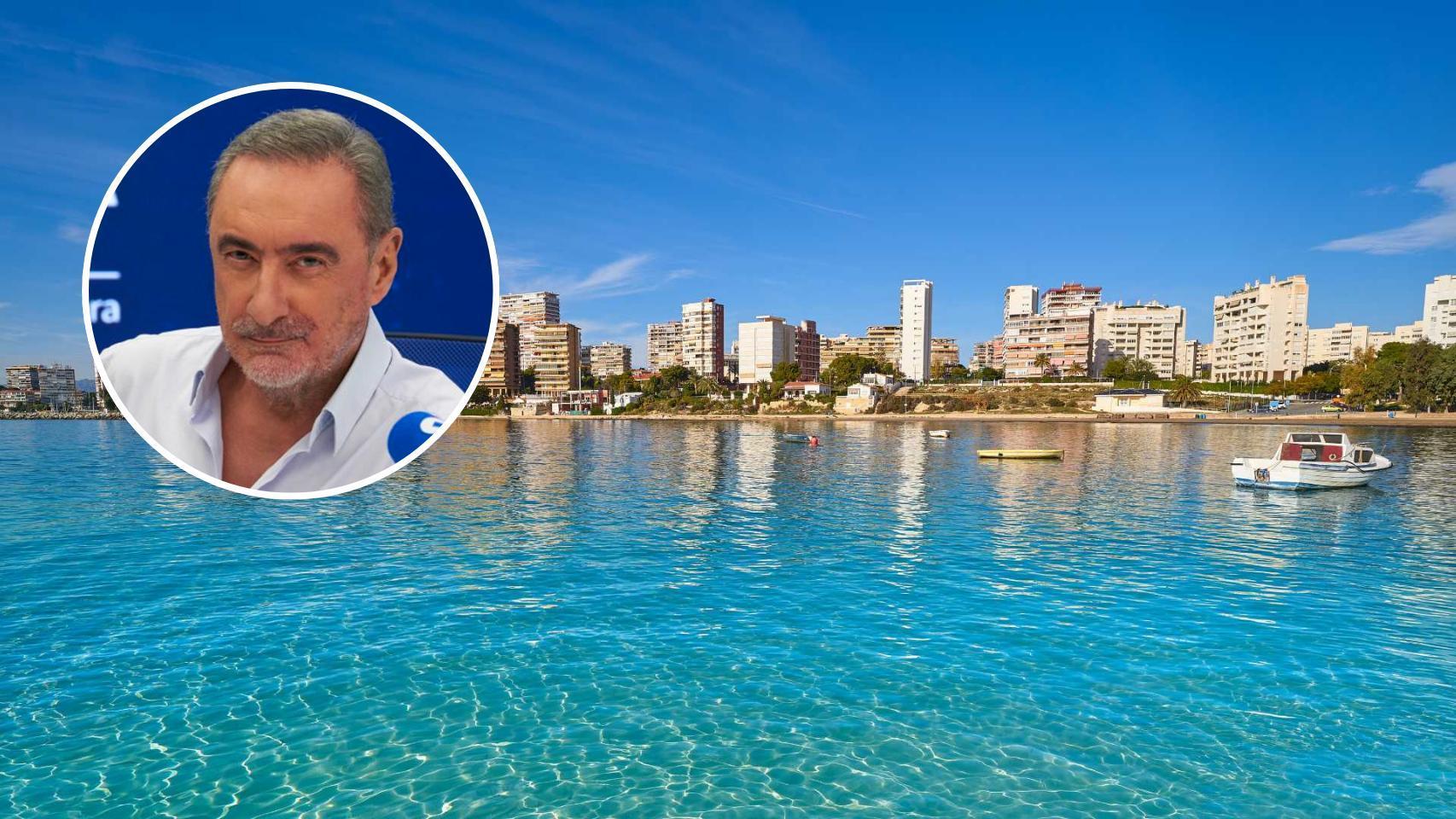 Imagen de una playa de Els Poblet y Carlos Herrera