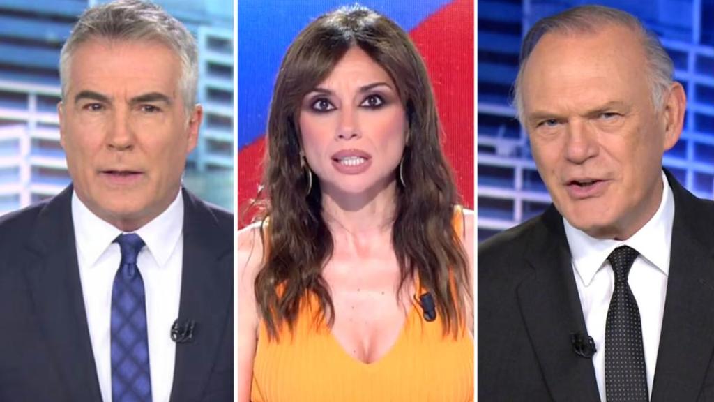 David Cantero, Marta Flich y Pedro Piqueras, en un fotomontaje de BLUPER.