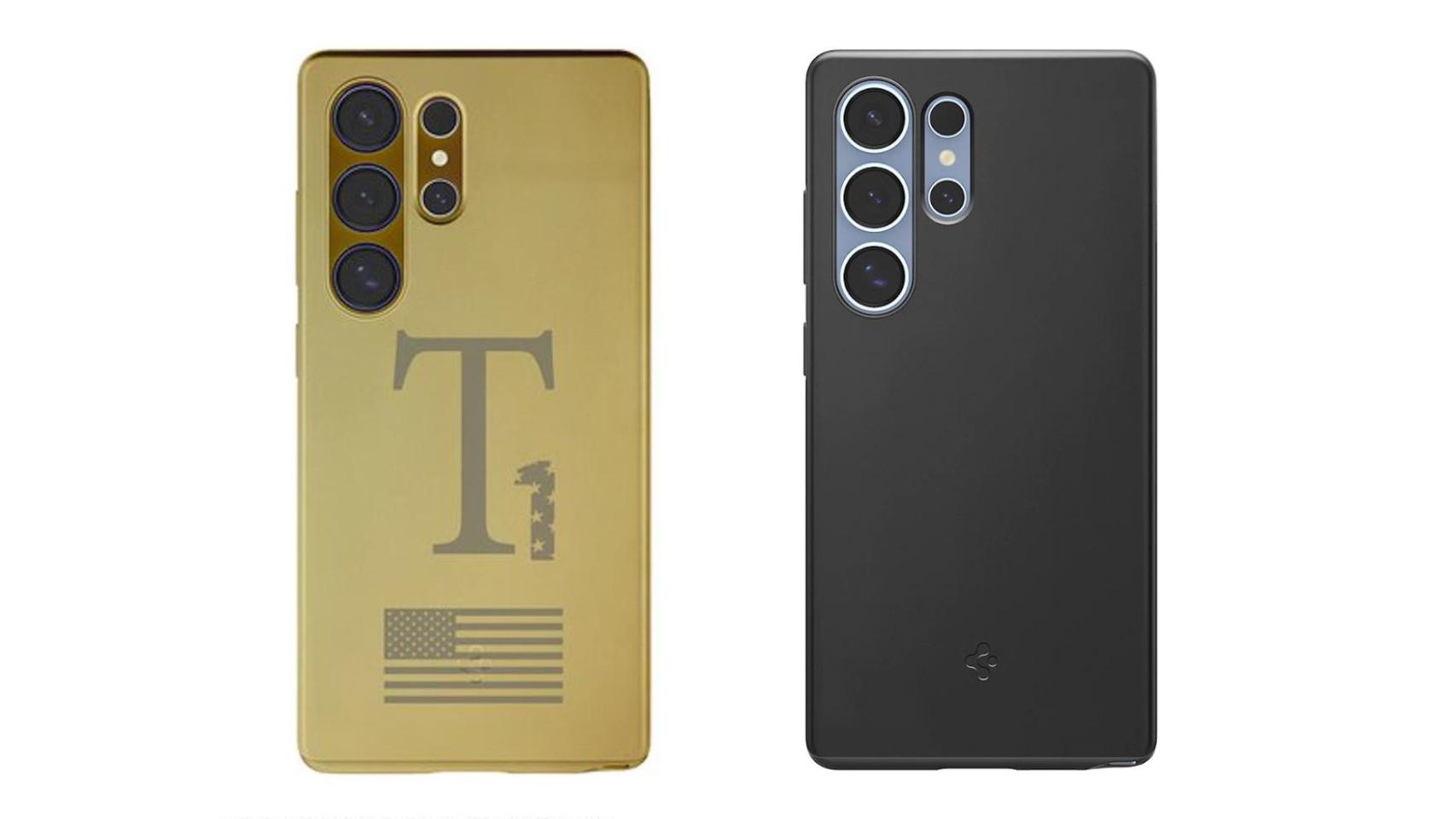 Trump Mobile T1 y Galaxy S25 Ultra de Samsung con funda de Spigen