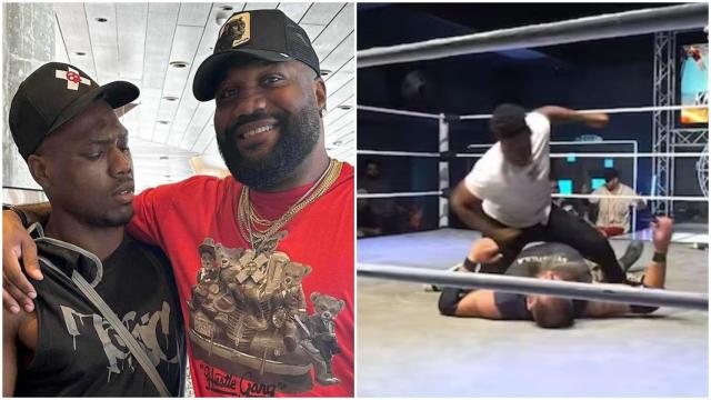 Raja Jackson, a la izquierda junto a su padre 'Rampage' Jackson, y el momento de la agresión