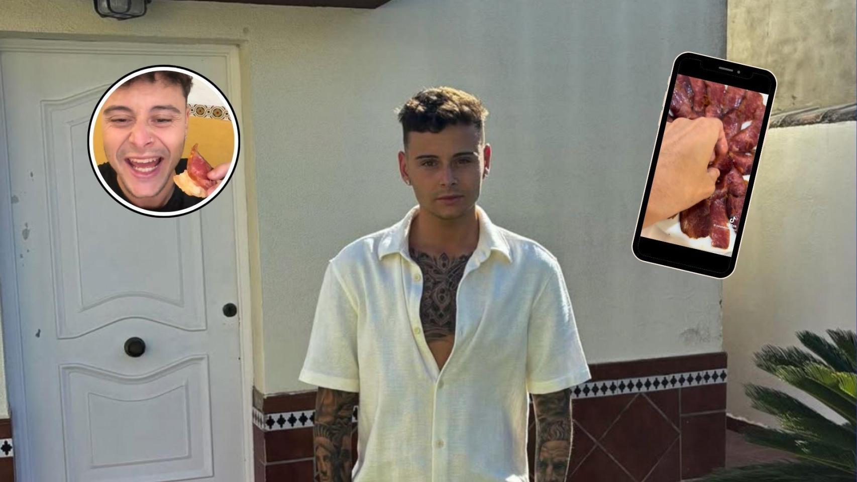 Montaje de Marc Pozo probando comida en Málaga