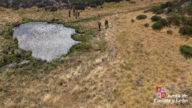 Imagen del rescate a un trabajador en el incendio de Velilla del Río Carrión