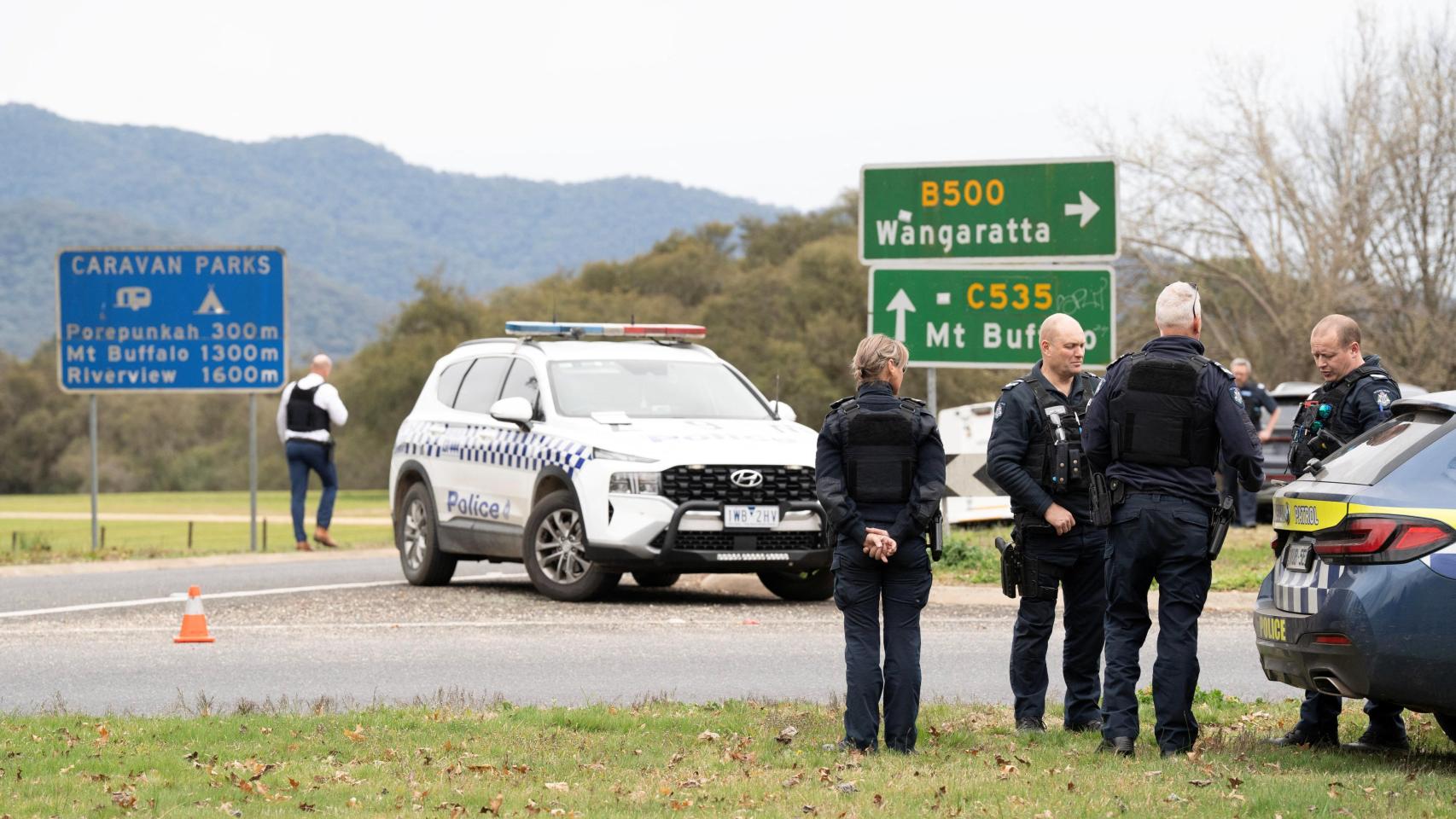 La Policía de Victoria en el lugar del suceso.