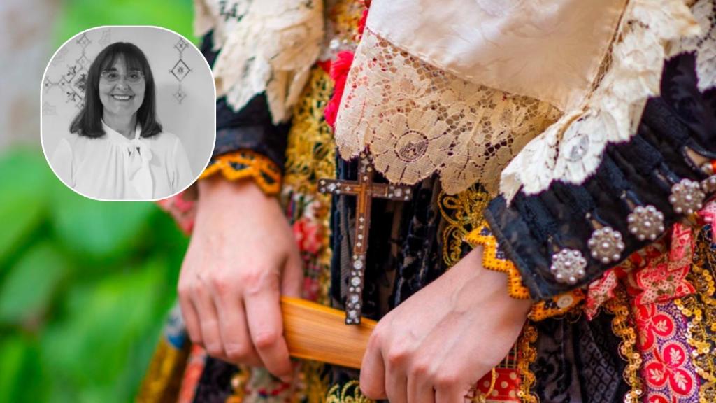 Paloma Suela, labrandera de la localidad de Lagartera y un traje típico