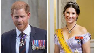 El príncipe Harry y Marta Luisa de Noruega, en un montaje de EL ESPAÑOL.