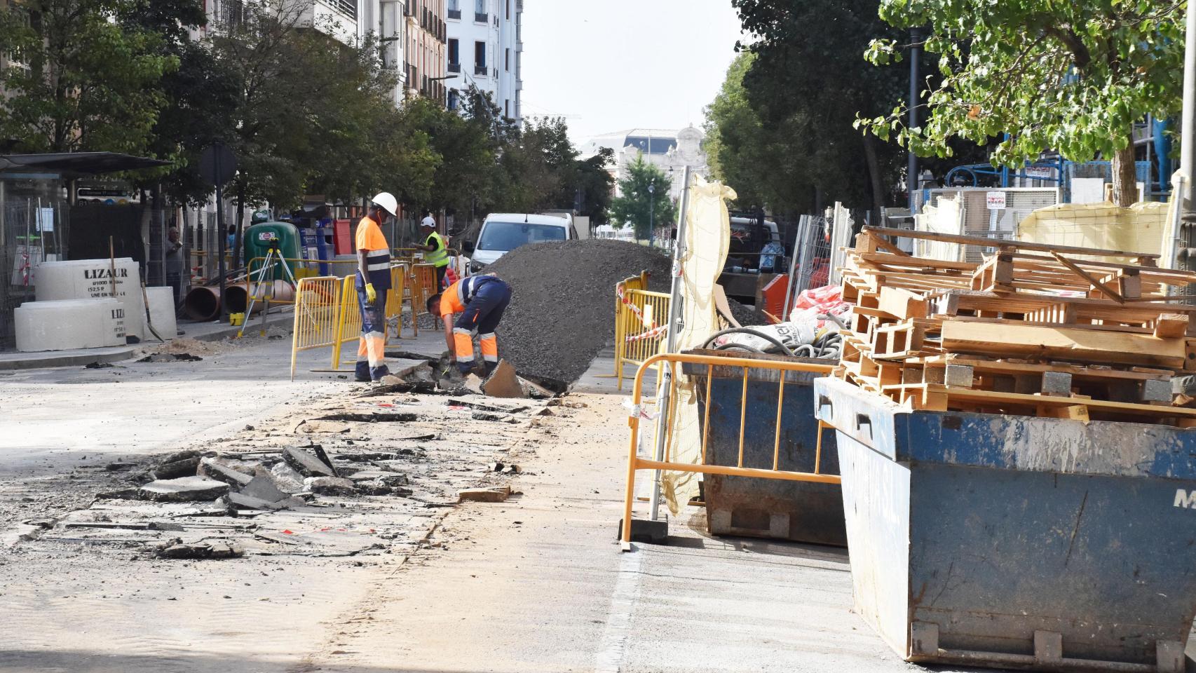 Imagen de las obras en la calle Gamazo de Valladolid