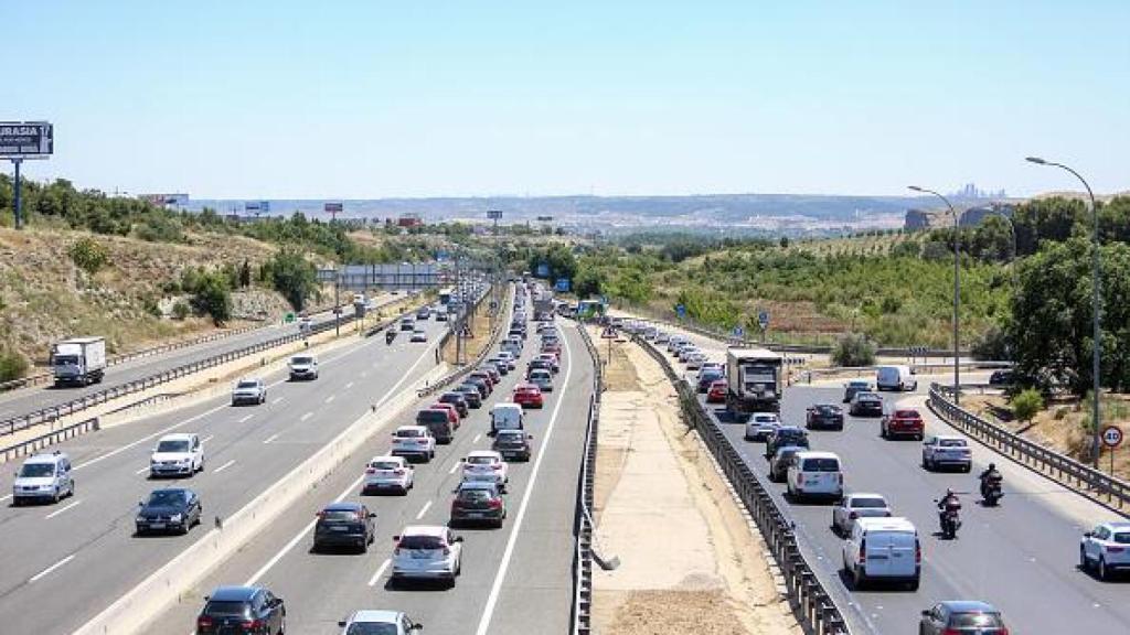 Atasco en la A-3 de Madrid.