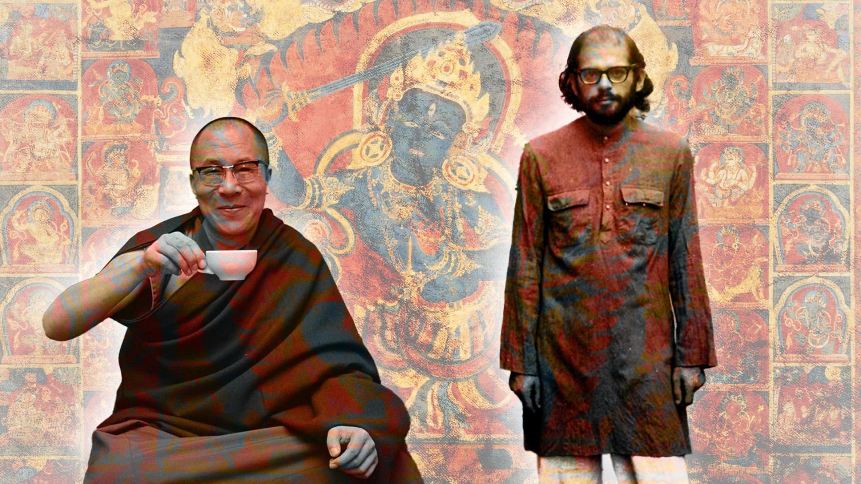 El Dalai Lama y Allen Ginsberg. Diseño: Rubén Vique