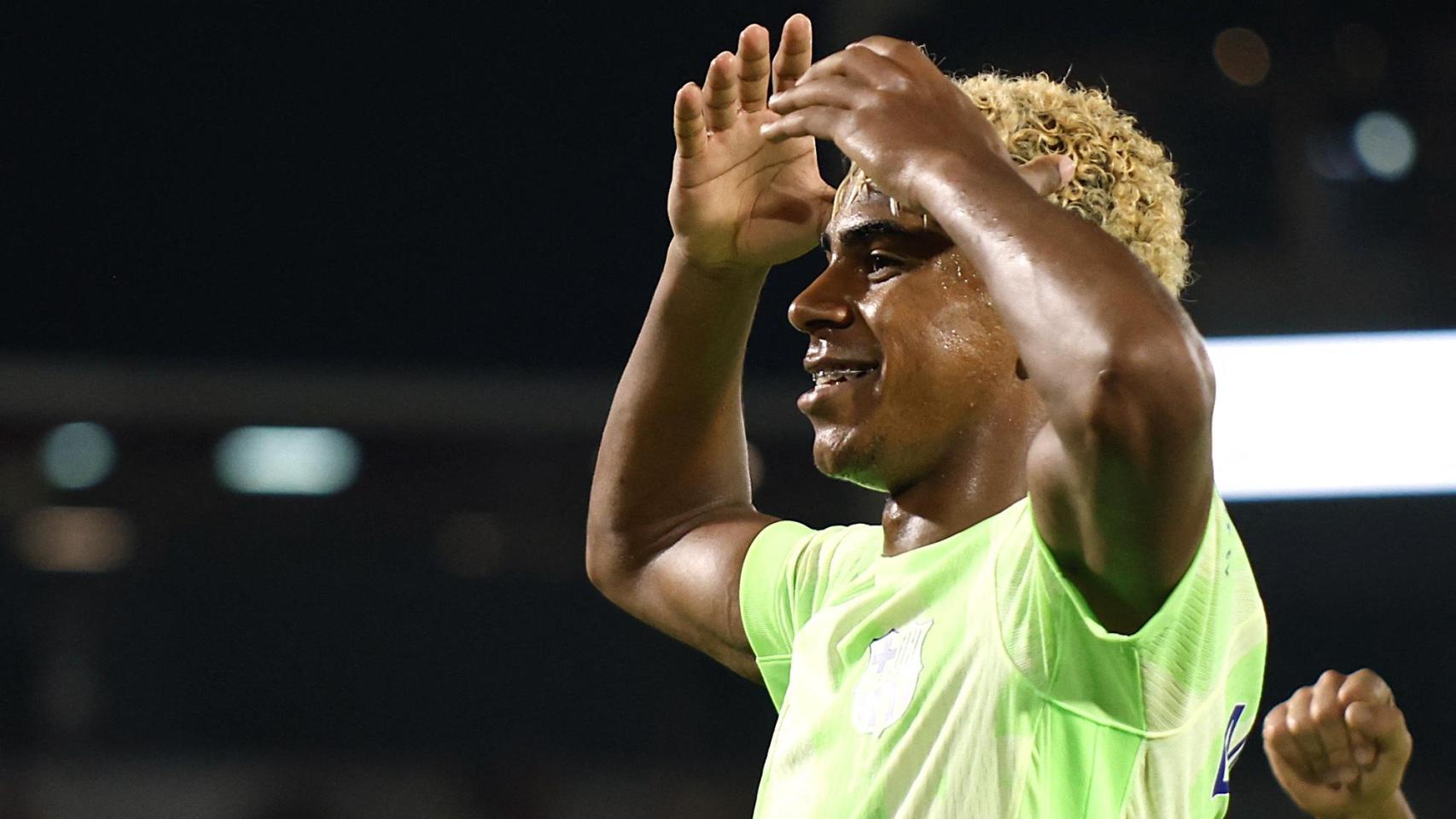 Lamine Yamal celebra el gol marcado ante el Mallorca.