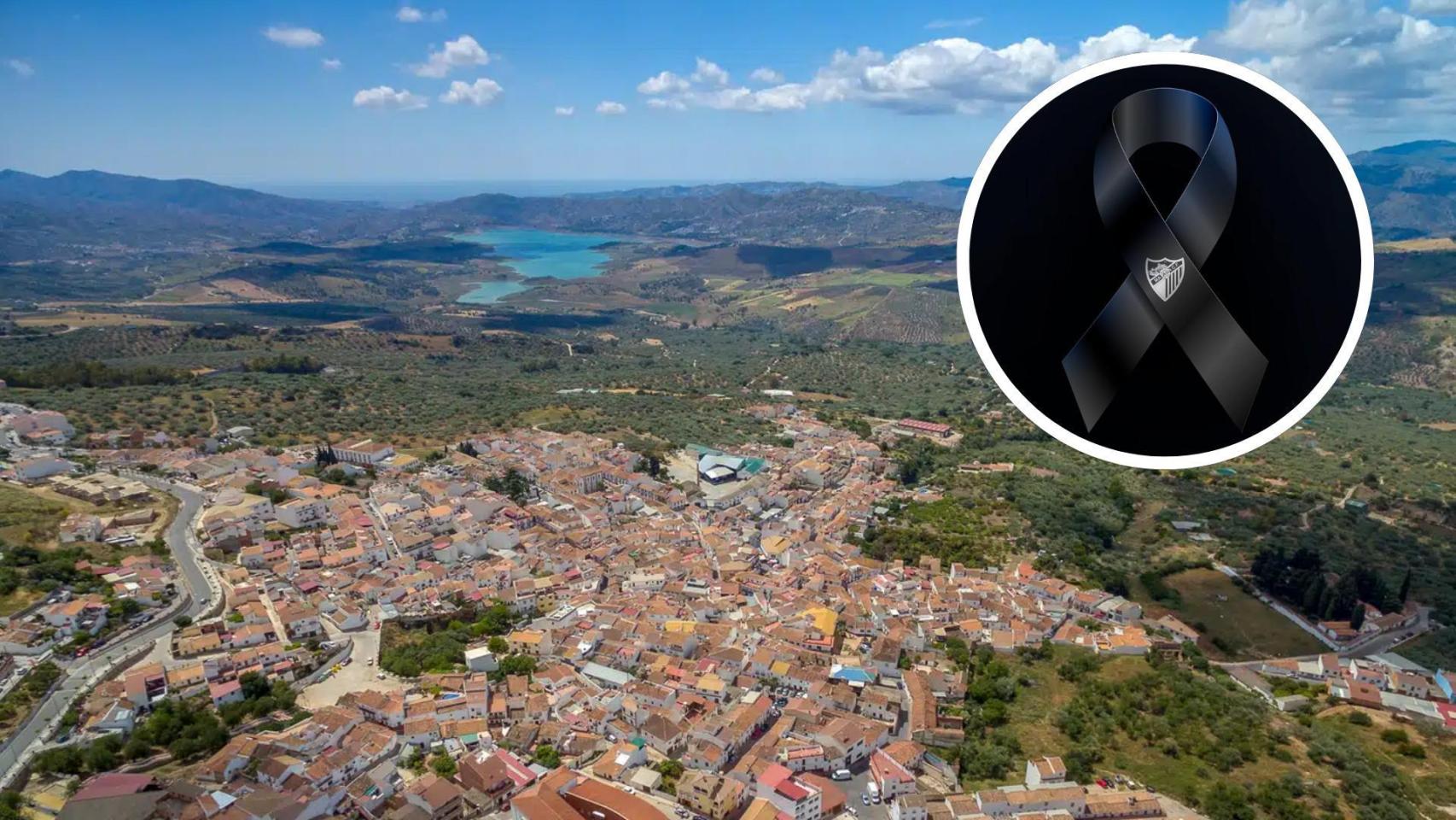 Una imagen de Periana y un crespón negro.