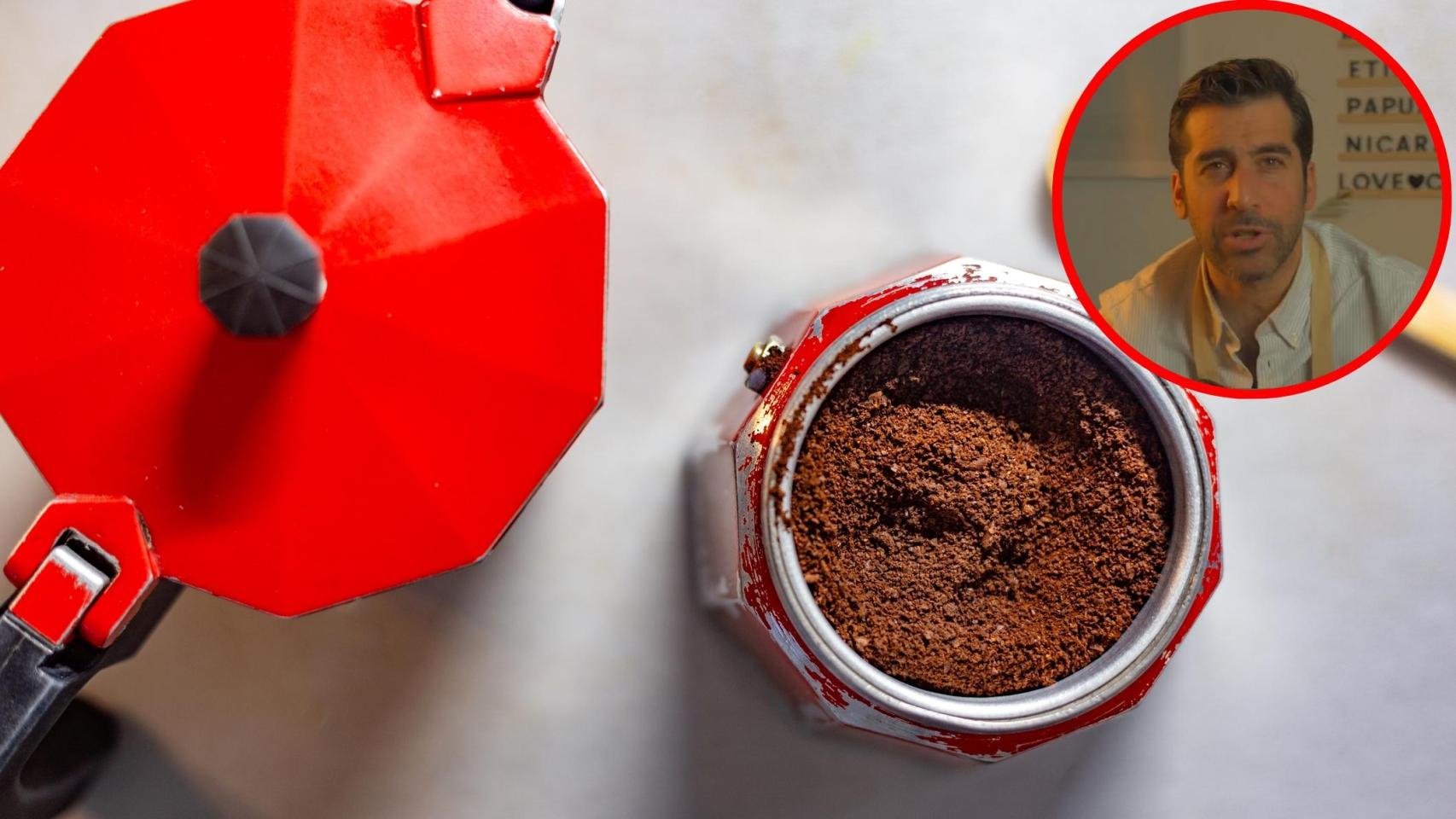José, experto en café, en un montaje de El Español