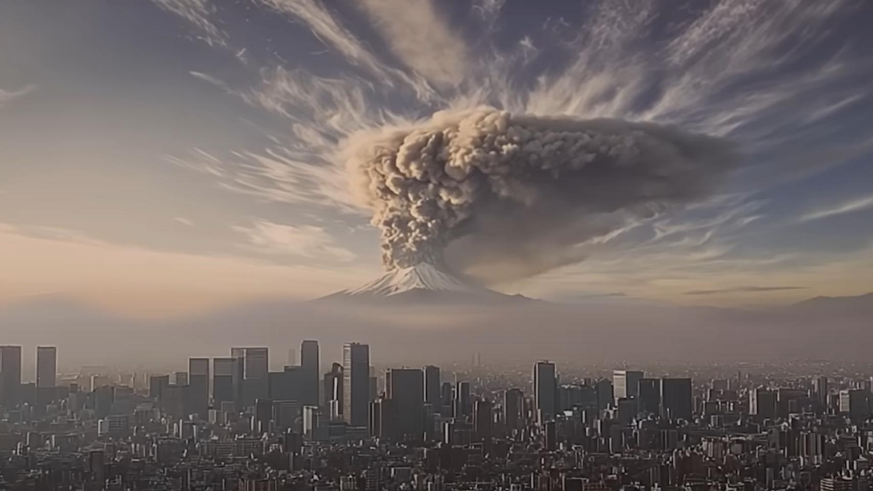 Vídeo generado con IA para alertar de la posible erupción del monte Fuji