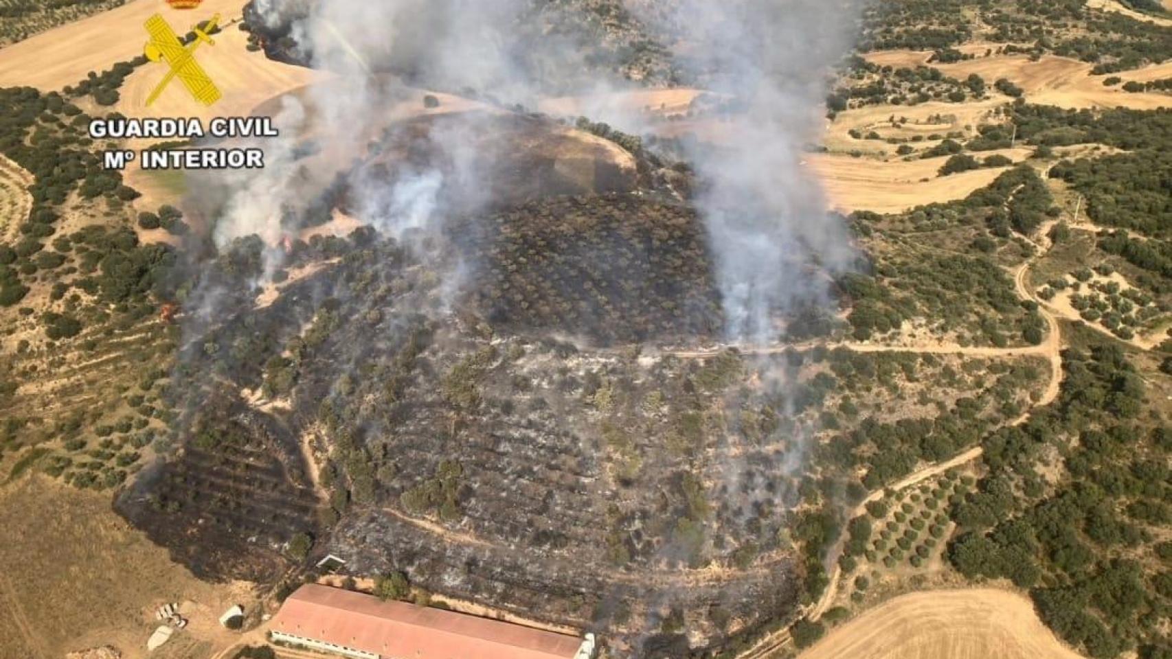 Incendio forestal en Abiego (Huesca).