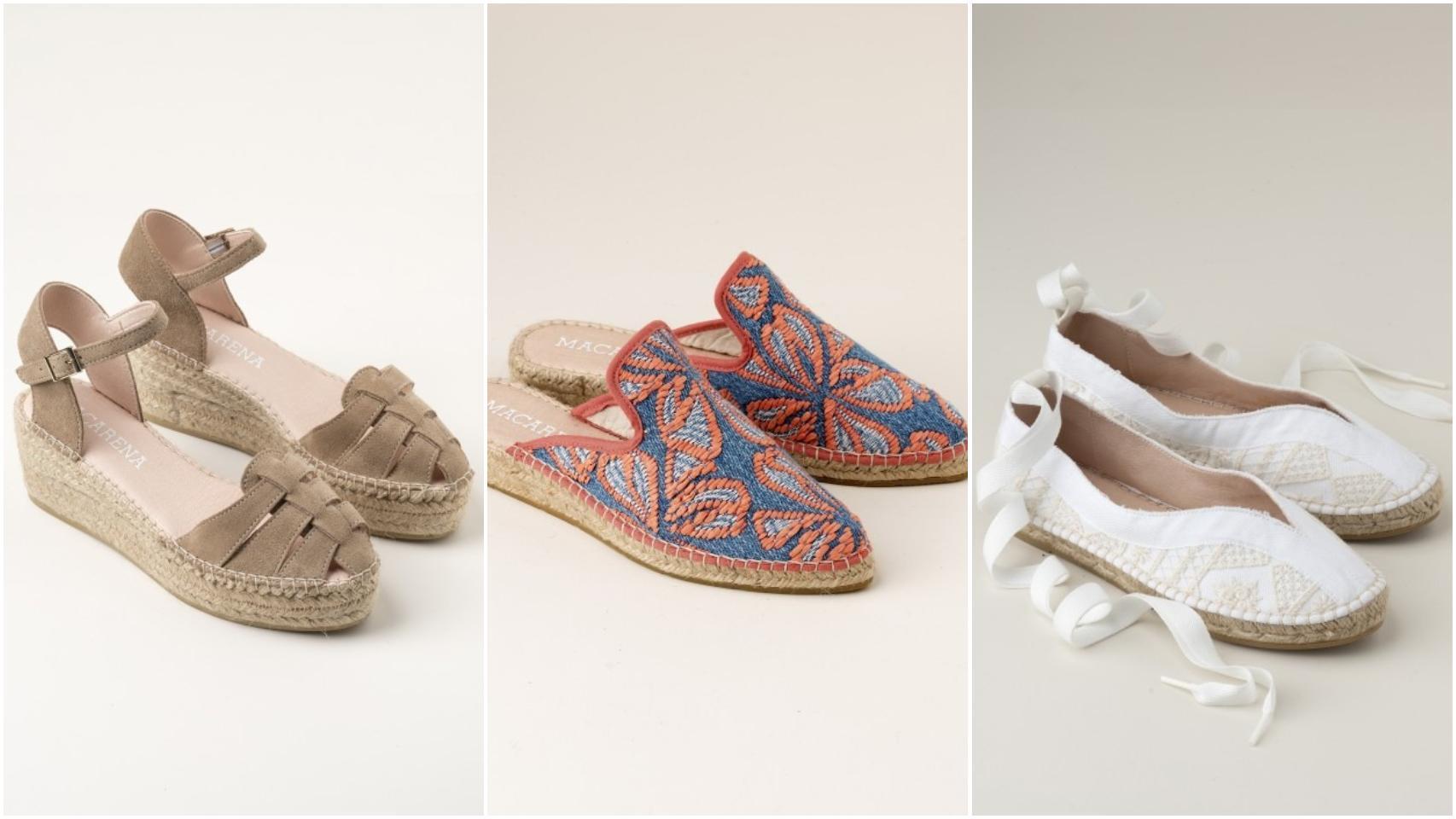 Tres estilos de alpargatas con el sello Macarena Shoes.