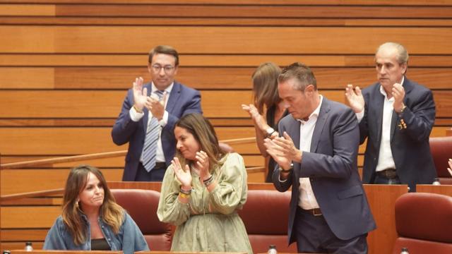 La bancada del PSOE aplaude a la portavoz Patricia Gómez