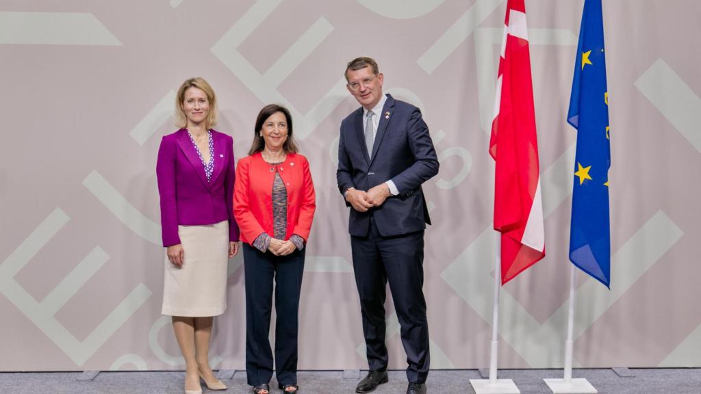 La ministra de Defensa, Margarita Robles, a su llegada a la reunión de Copenhague