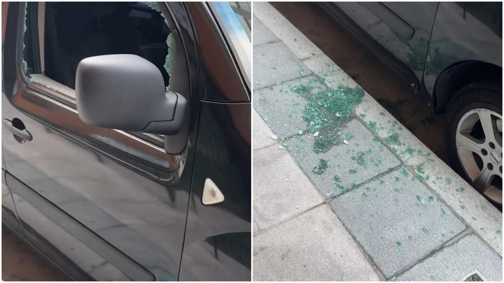 Imágenes del vehículo vandalizado.