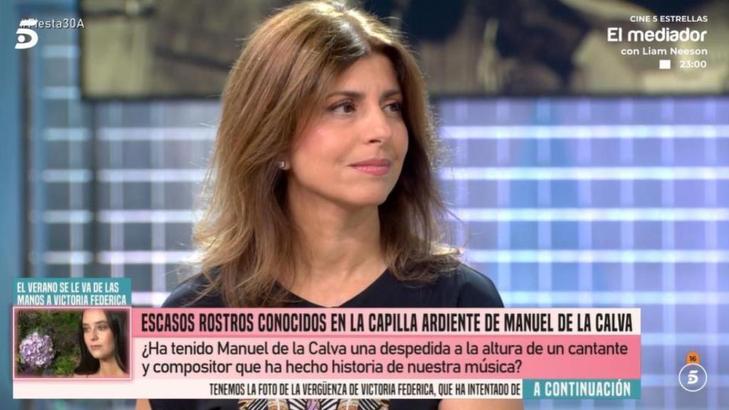 Vicky, la hija de Manuel de la Calva, en el set de 'Fiesta'.