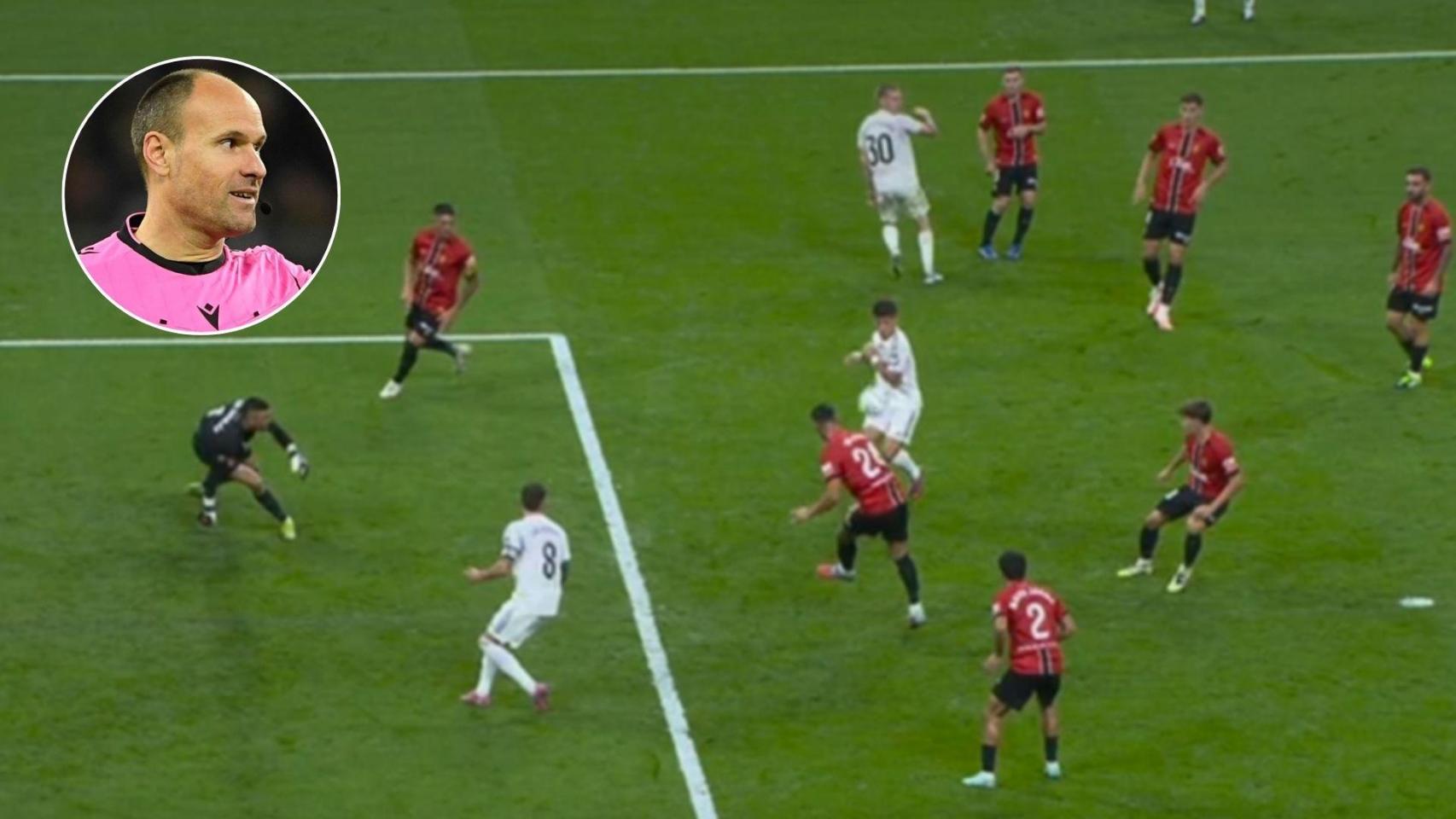 Imagen de la jugada y Mateu Lahoz.