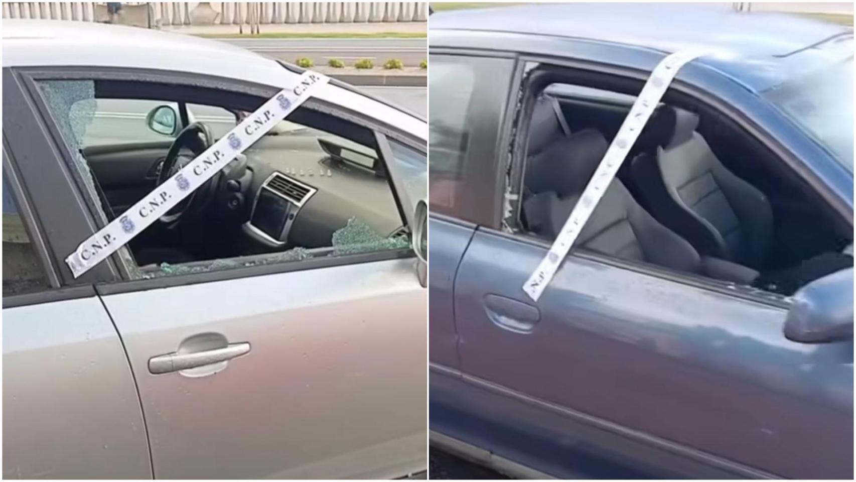 Coches con las ventanillas rotas a causa de robos en A Coruña
