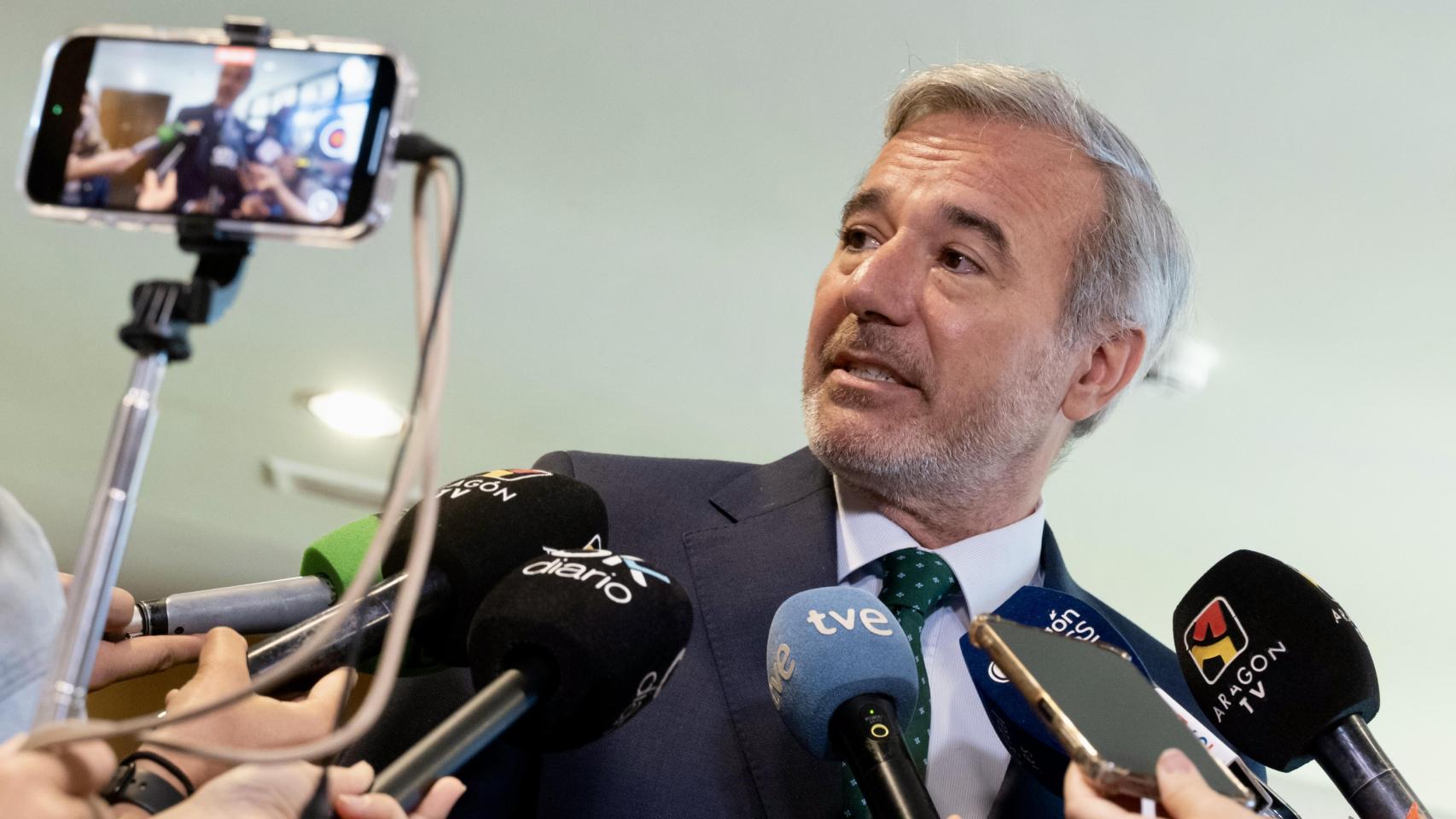 Azcón, este lunes en las Cortes de Aragón.