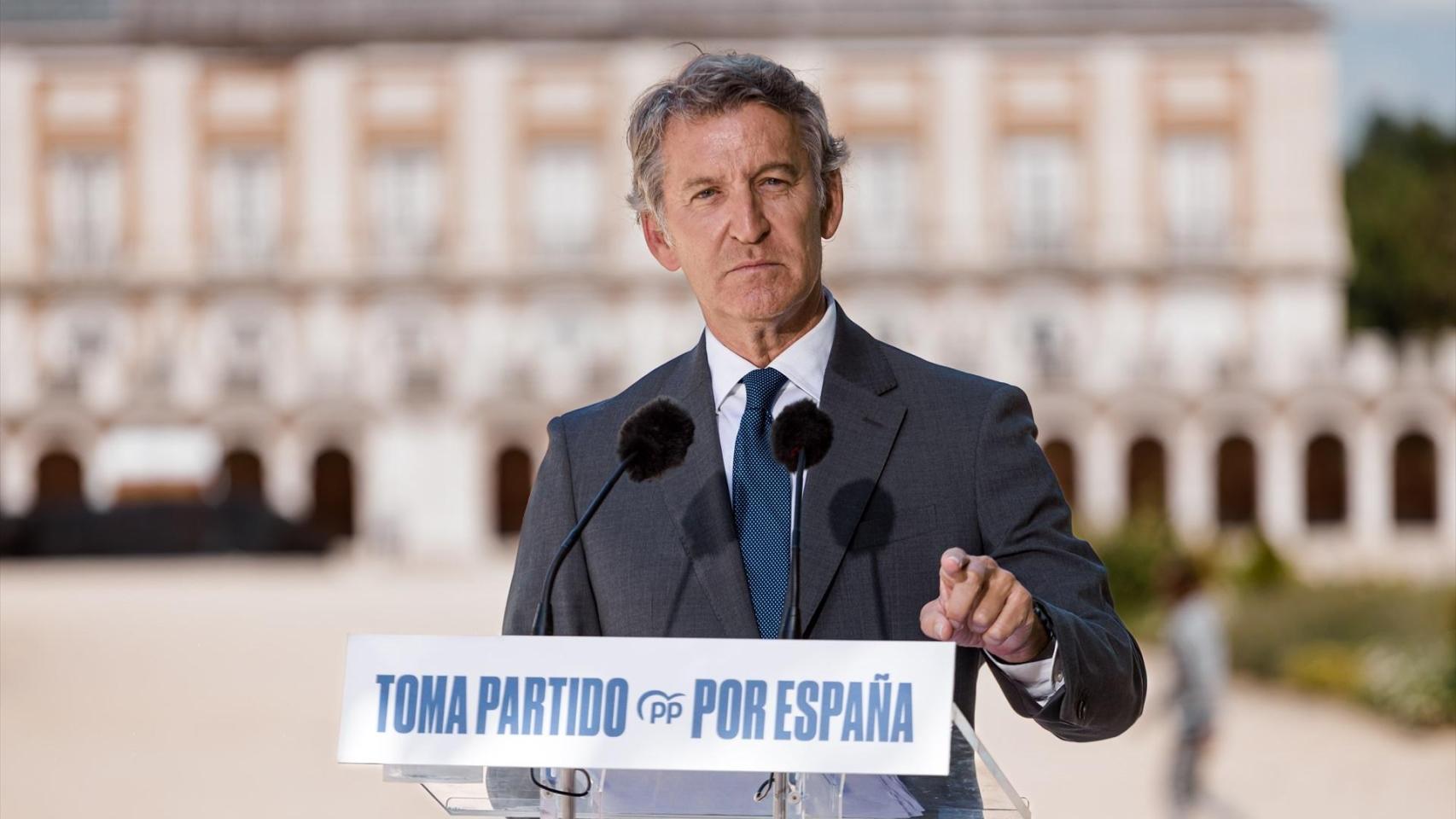 El presidente del Partido Popular, Alberto Núñez Feijóo, durante una rueda de prensa, posterior a la reunión del Comité de Dirección del PP.