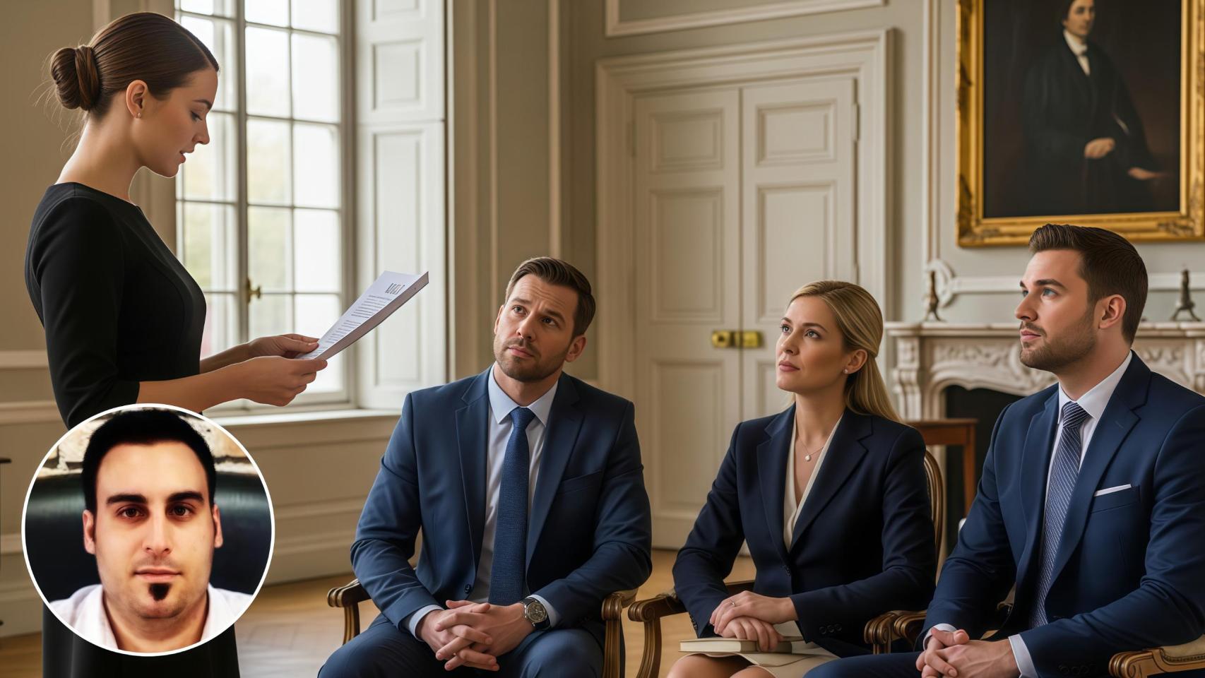 Montaje de Javier Serrano con el reparto de una herencia en una imagen generada con IA.