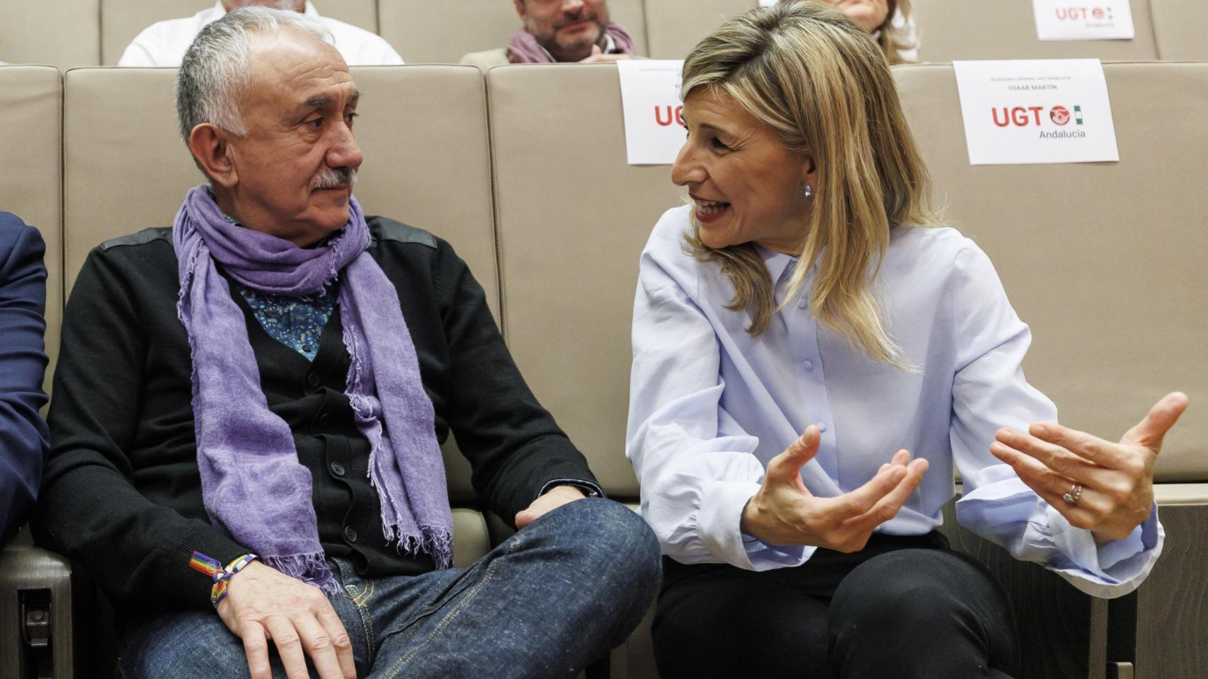 Pepe Álvarez y Yolanda Díaz, en un acto de UGT.