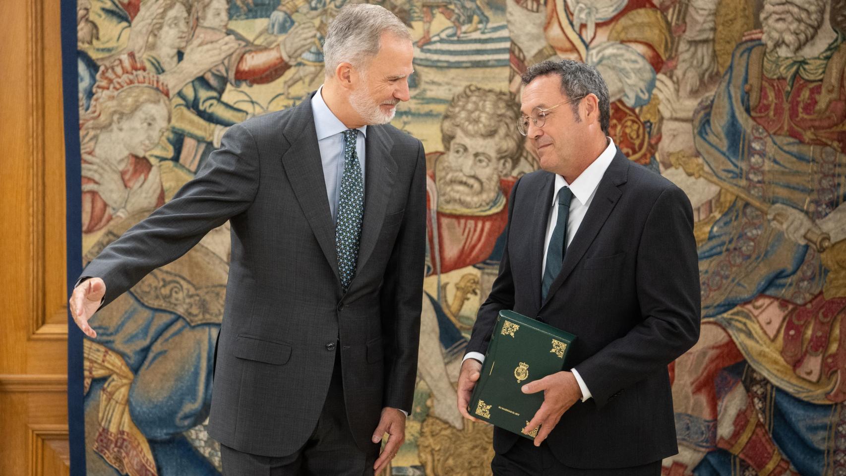 Felipe VI recibe en audiencia a Álvaro García Ortiz, para la entrega de la Memoria Anual de la Fiscalía, este miércoles en Zarzuela.