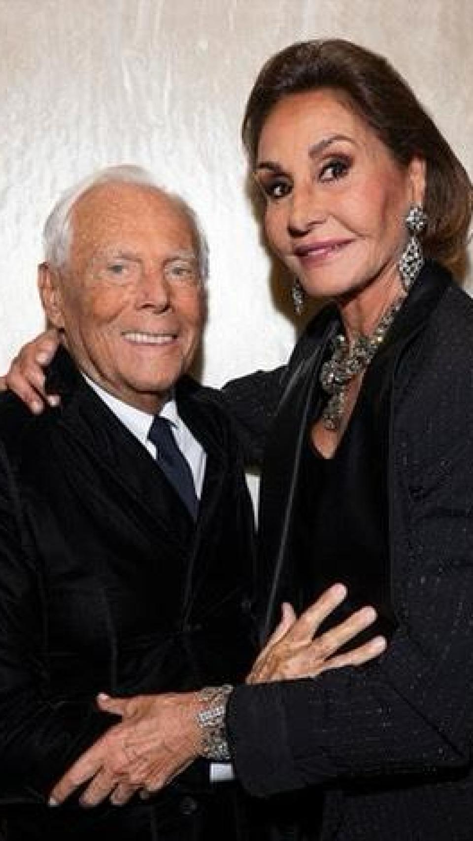 Naty Abascal y Giorgio Armani, a imagen de sus redes sociales.