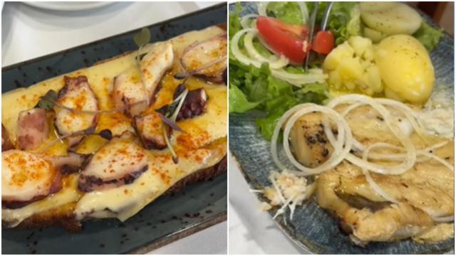 Algunos de los platos que han pedido en un restaurante de Sanxenxo (Pontevedra)