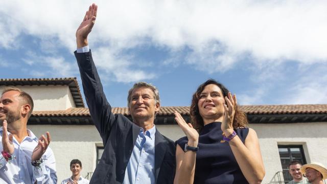 Alberto Núñez Feijóo e Isabel Díaz Ayuso, este viernes en Arganda.
