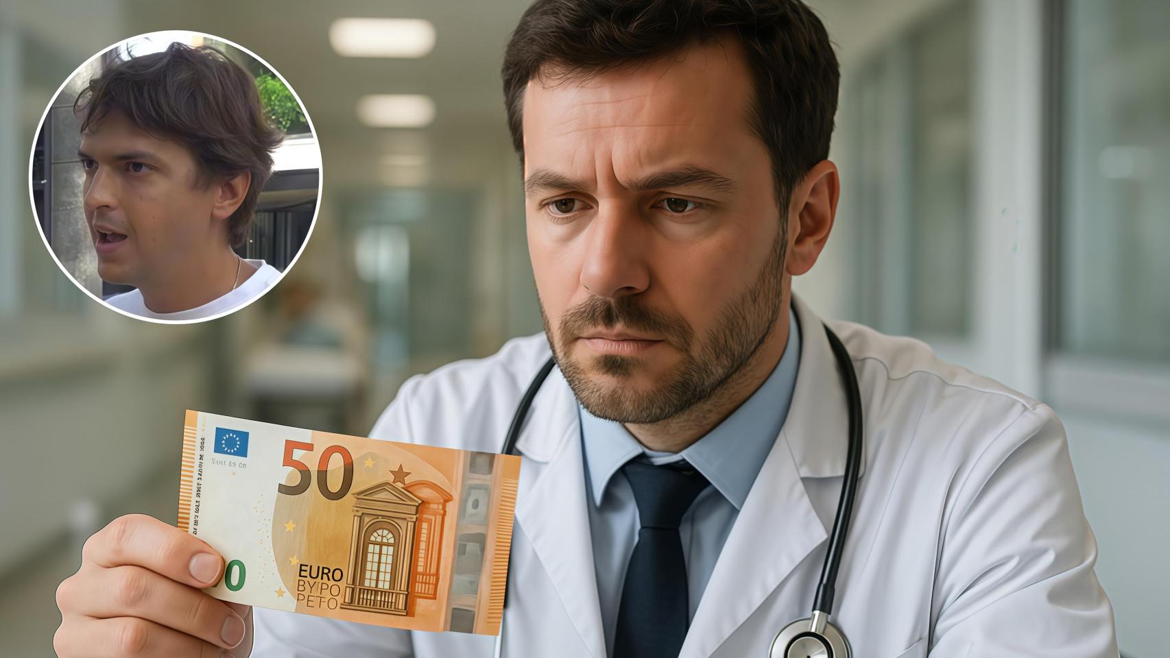 Montaje de un médico junto al pediatra entrevistado