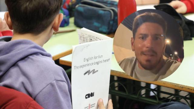 Collage de un niño y Pedri, el profesor.