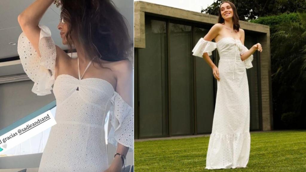 Paloma luciendo el vestido en un fotomontaje de EL ESPAÑOL.