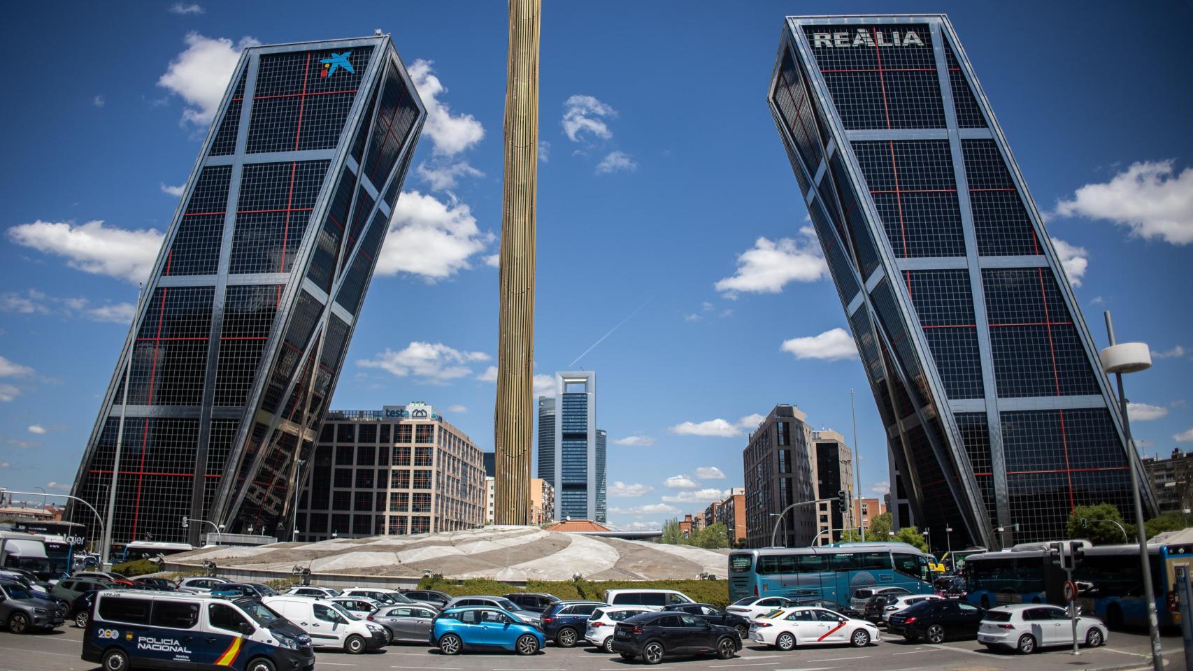 Plaza Castilla en Madrid en una foto de archivo del día del apagón eléctrico.