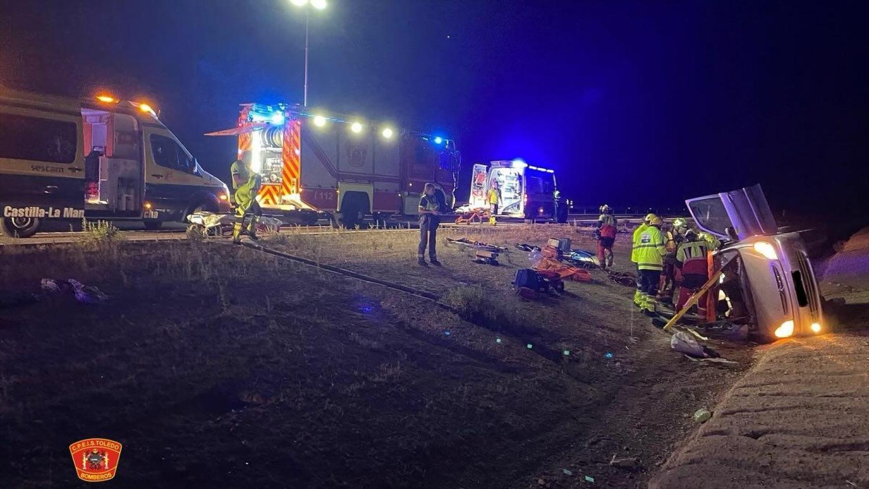 Accidente en Villatobas (Toledo). Foto: CPEIS Toledo.