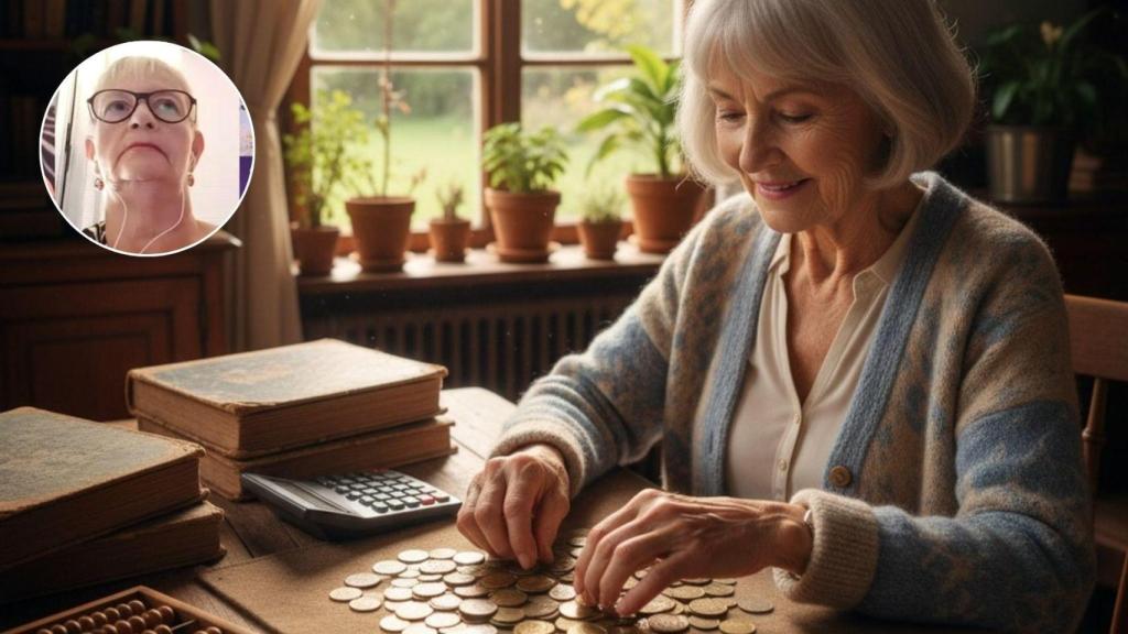 Imagen generada por IA de una jubilada y Joana.