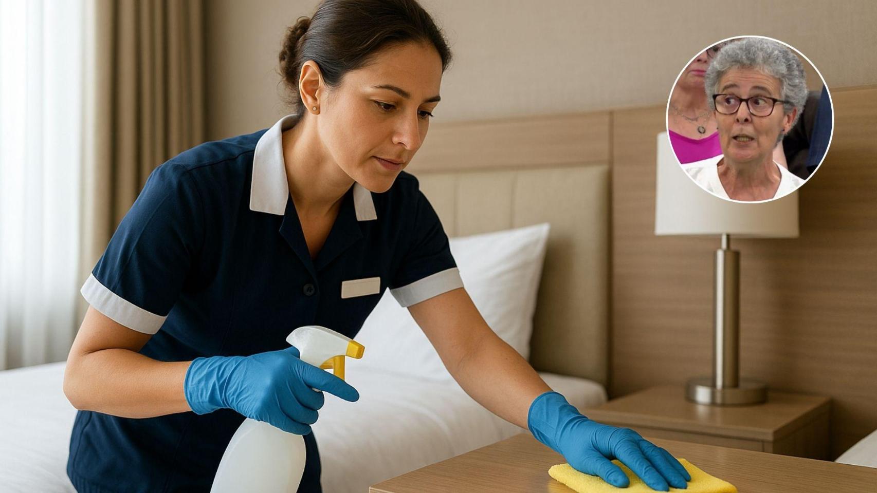 Imagen generada por IA de una camarera de piso y Marimar