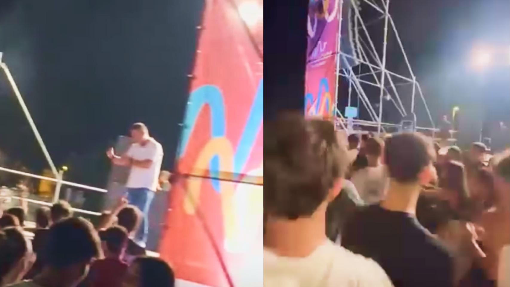 Dos instantáneas del altercado de este sábado en Moncada.