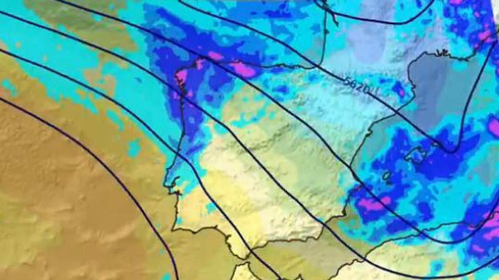 La borrasca que afectará a España a partir de este domingo.