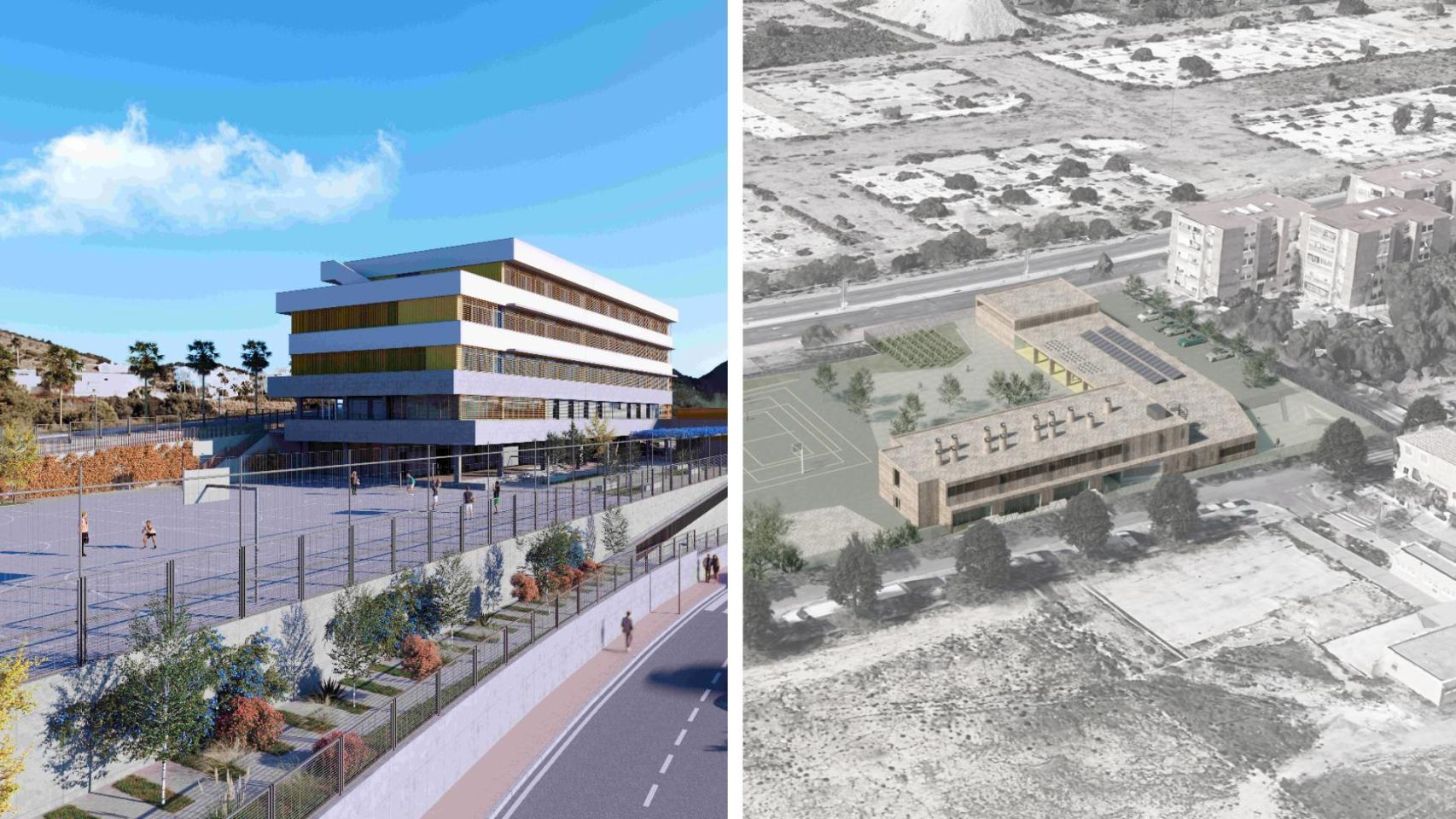 El instituto de Benalmádena a la izquierda y el de Intelhorce, a la derecha.