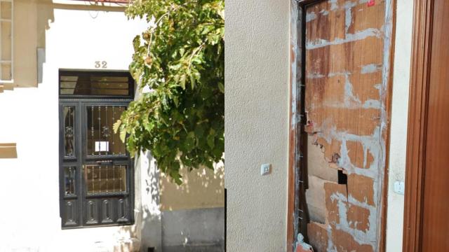 El estado de la puerta del piso okupado de Latina.