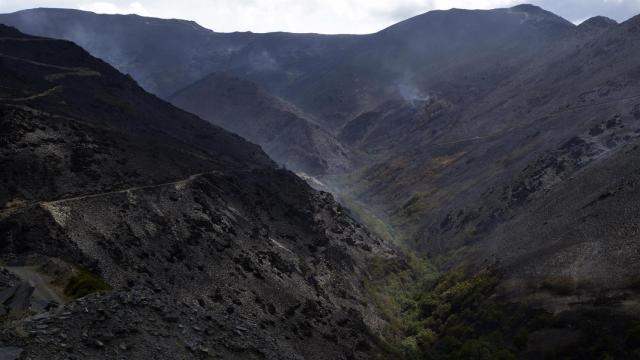 Vista de la sierra quemada, a 7 de septiembre de 2025, en Casaio, Ourense.